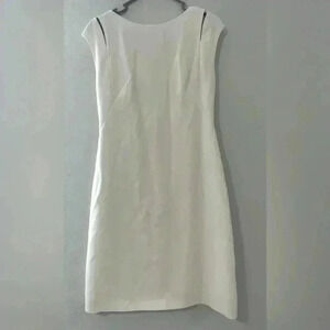 Hugo Boss White Cap Sleeve Cut Out V Back Mini Shift Dress size 6